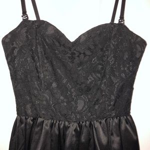 H&M Juniors black swing style dress with lace top
